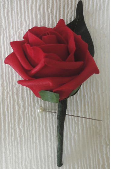 Cheap Artificial Rose Buttonhole, budget buttonhole